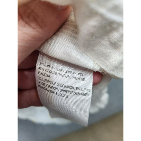 Isaac Mizrahi Live! Pineapple Embroider Linen-Blend Button-Up Shirt M - Picture 5 of 7